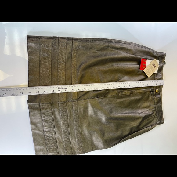 NWT VTG Escada Leather Skirt Metallic Bronze Sz 38 - Picture 10 of 10
